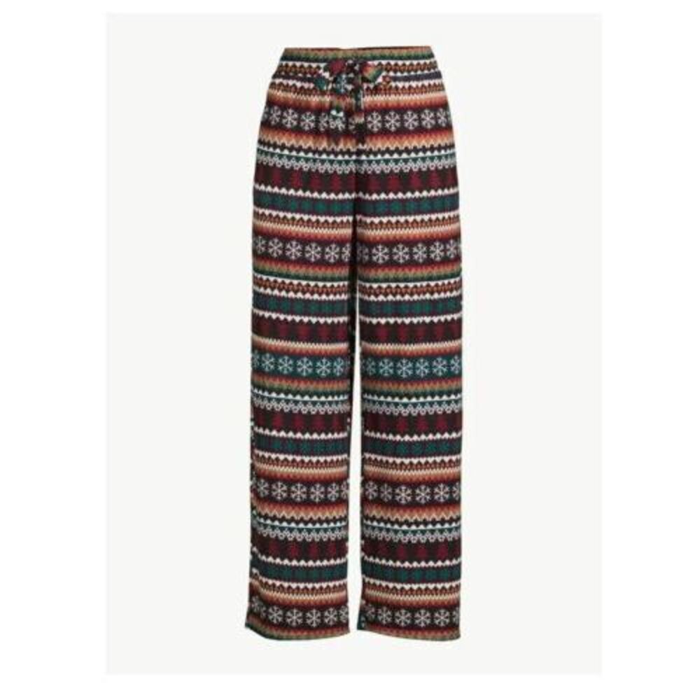 Women's Sz L (12-14) JOYSPUN Hacci Knit Wide Leg Soft Pajama Pants Christmas